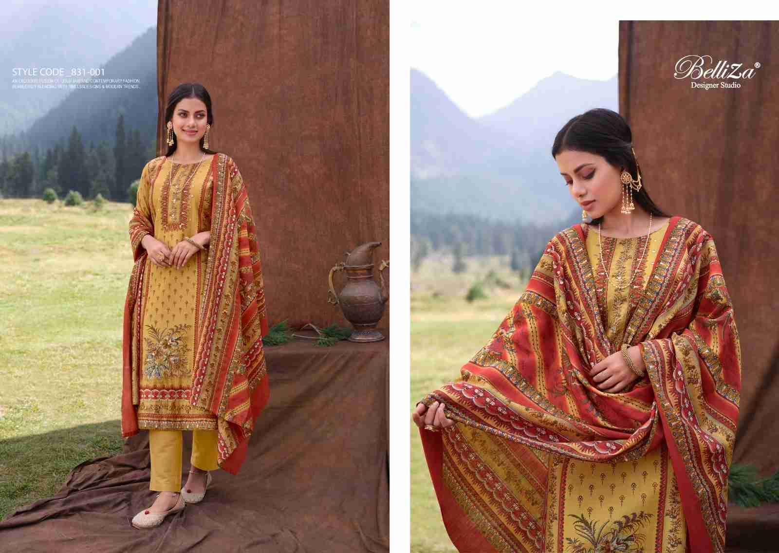 Khwaab By Belliza 831-001 To 831-008 Series Beautiful Stylish Festive Suits Fancy Colorful Casual Wear & Ethnic Wear & Ready To Wear Pure Viscose Muslin Print With Work Dresses At Wholesale Price