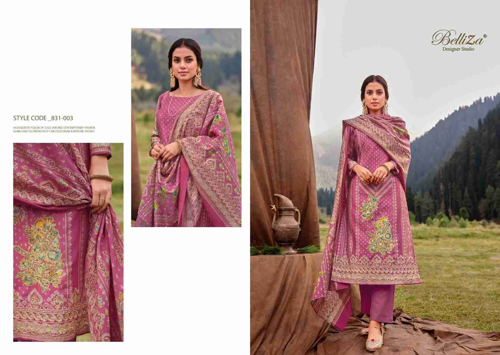 Khwaab By Belliza 831-001 To 831-008 Series Beautiful Stylish Festive Suits Fancy Colorful Casual Wear & Ethnic Wear & Ready To Wear Pure Viscose Muslin Print With Work Dresses At Wholesale Price