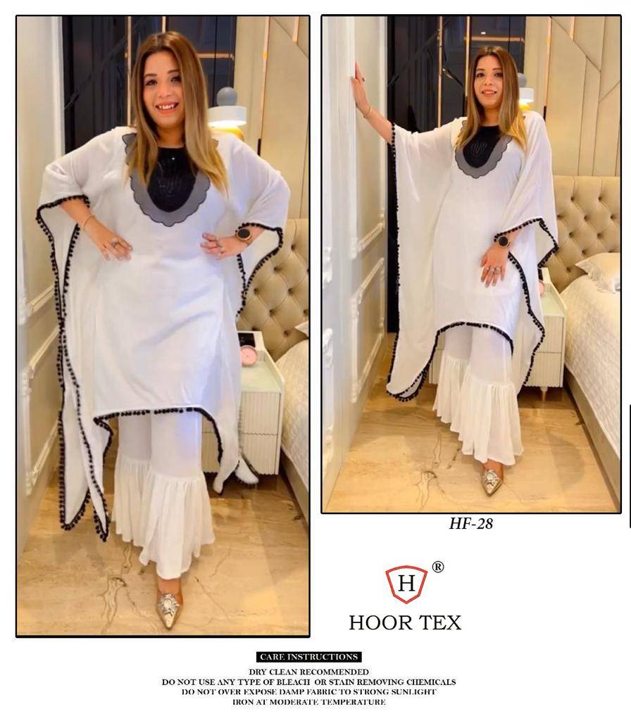 Hoor Tex Hit Design HF-28 By Hoor Tex Pakistani Kurtis Beautiful Fancy Colorful Stylish Party Wear & Occasional Wear Heavy Georgette Kurtis With Bottom Dresses At Wholesale Price