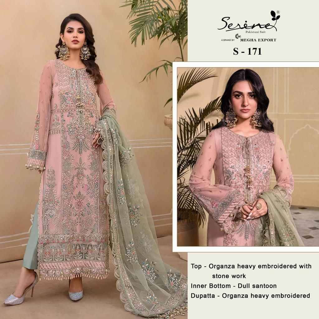Serene Hit Design S-171 By Serene Pakistani Suits Beautiful Fancy Colorful Stylish Party Wear & Occasional Wear Organza With Embroidery Dresses At Wholesale Price