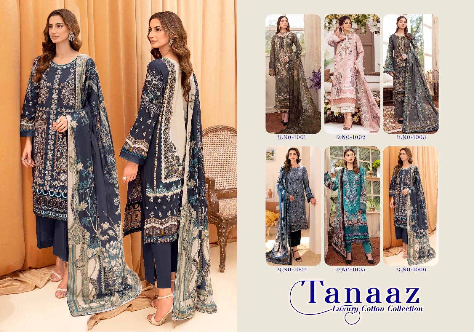 TANAAZ BY FASHID WHOLESALE 1001 TO 1006 SERIES BEAUTIFUL FESTIVE SUITS  STYLISH FANCY COLORFUL CASUAL WEAR