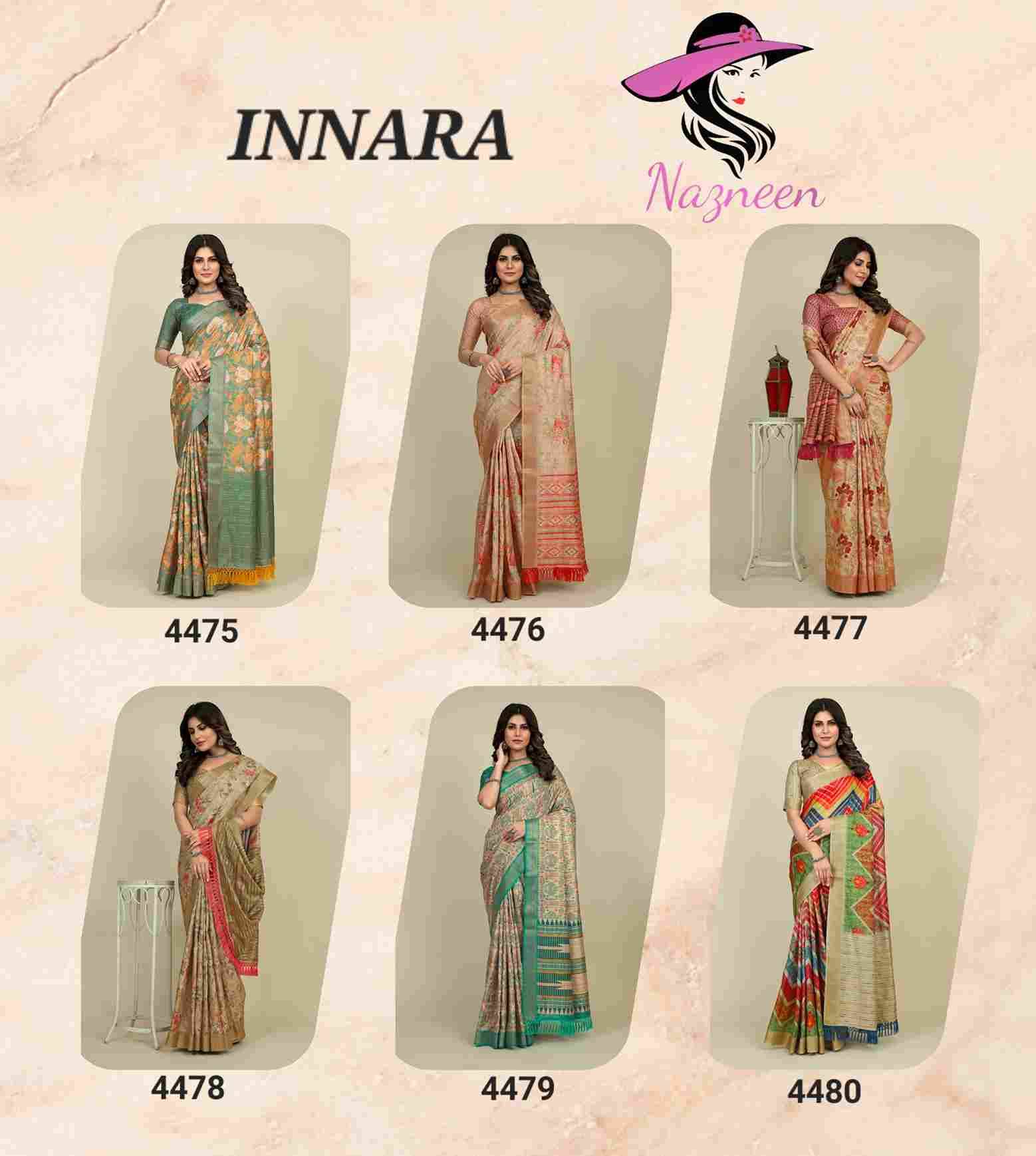 Innara By Nazneen 4475 To 4480 Series Indian Traditional Wear Collection Beautiful Stylish Fancy Colorful Party Wear & Occasional Wear Pure Silk Digital Print Sarees At Wholesale Price