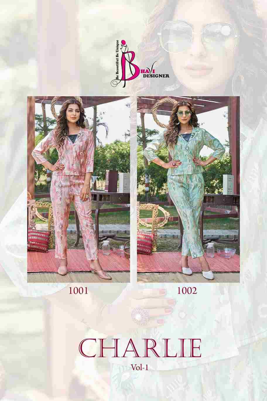 Charlie Vol-1 By Bhavi Designer 1001 To 1002 Series Designer Stylish Fancy Colorful Beautiful Party Wear & Ethnic Wear Collection Viscose Silk Co-Ord Sets At Wholesale Price