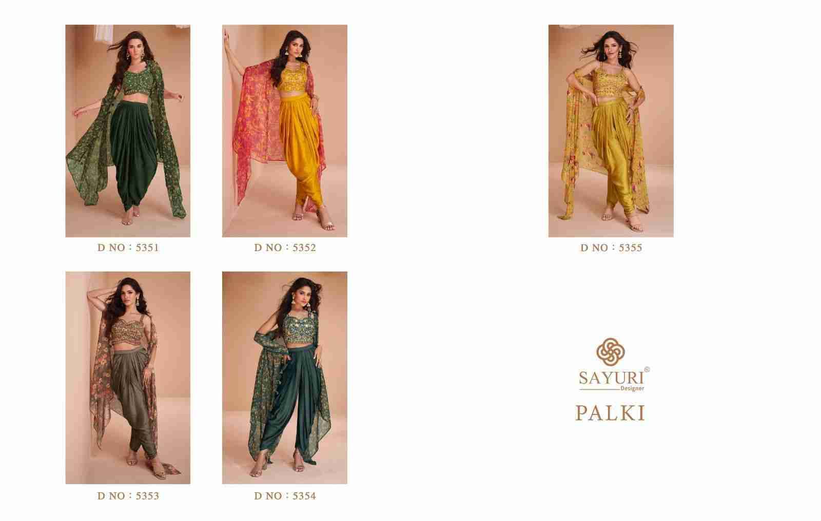 Palki By Sayuri 5351 To 5355 Series Designer Stylish Fancy Colorful Beautiful Party Wear & Ethnic Wear Collection Pure Satin Silk Tops With Bottom At Wholesale Price