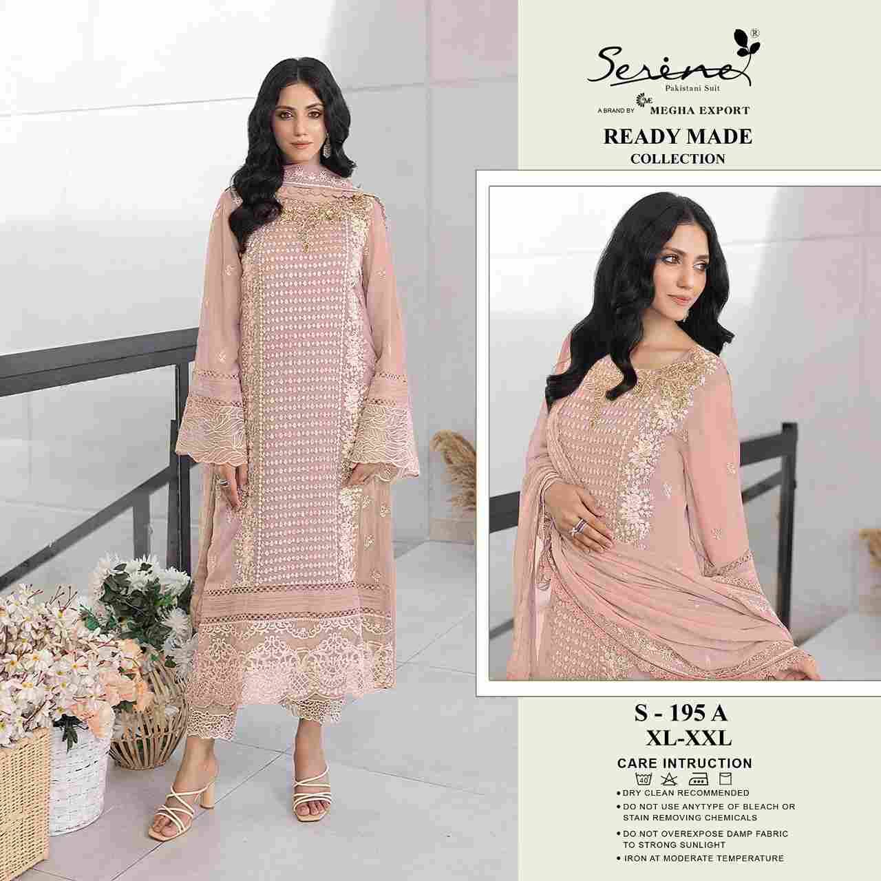 Serene Hit Design S-195 Colours By Serene S-195-A To S-195-B Series Pakistani Suits Beautiful Fancy Colorful Stylish Party Wear & Occasional Wear Faux Georgette With Embroidery Dresses At Wholesale Price