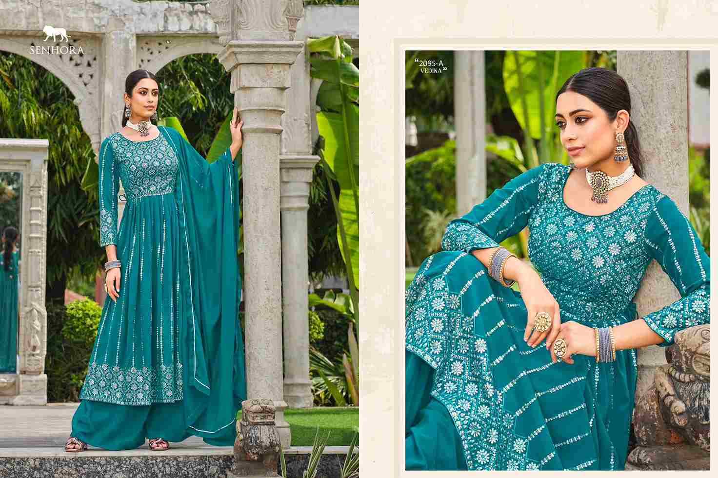 Vedika By Senhora Dresses Designer Sharara Suits Beautiful Fancy Colorful Stylish Party Wear & Occasional Wear Faux Georgette Embroidered Dresses At Wholesale Price