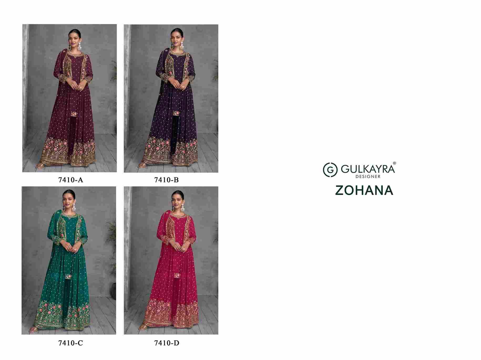 Zohana By Gulkayra Designer 7410-A To 7410-D Series Designer Festive Suits Beautiful Fancy Colorful Stylish Party Wear & Occasional Wear Georgette Embroidered Dresses At Wholesale Price