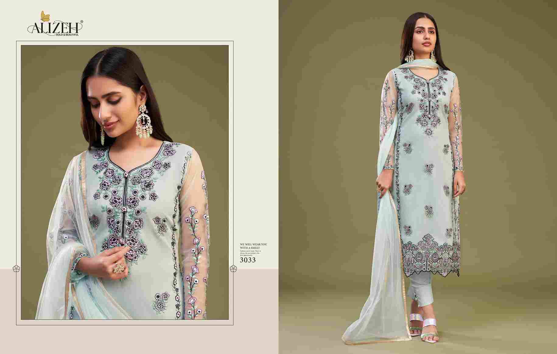Almora Vol-8 By Alizeh 3030 To 3033 Series Beautiful Suits Colorful Stylish Fancy Casual Wear & Ethnic Wear Net Embroidered Dresses At Wholesale Price