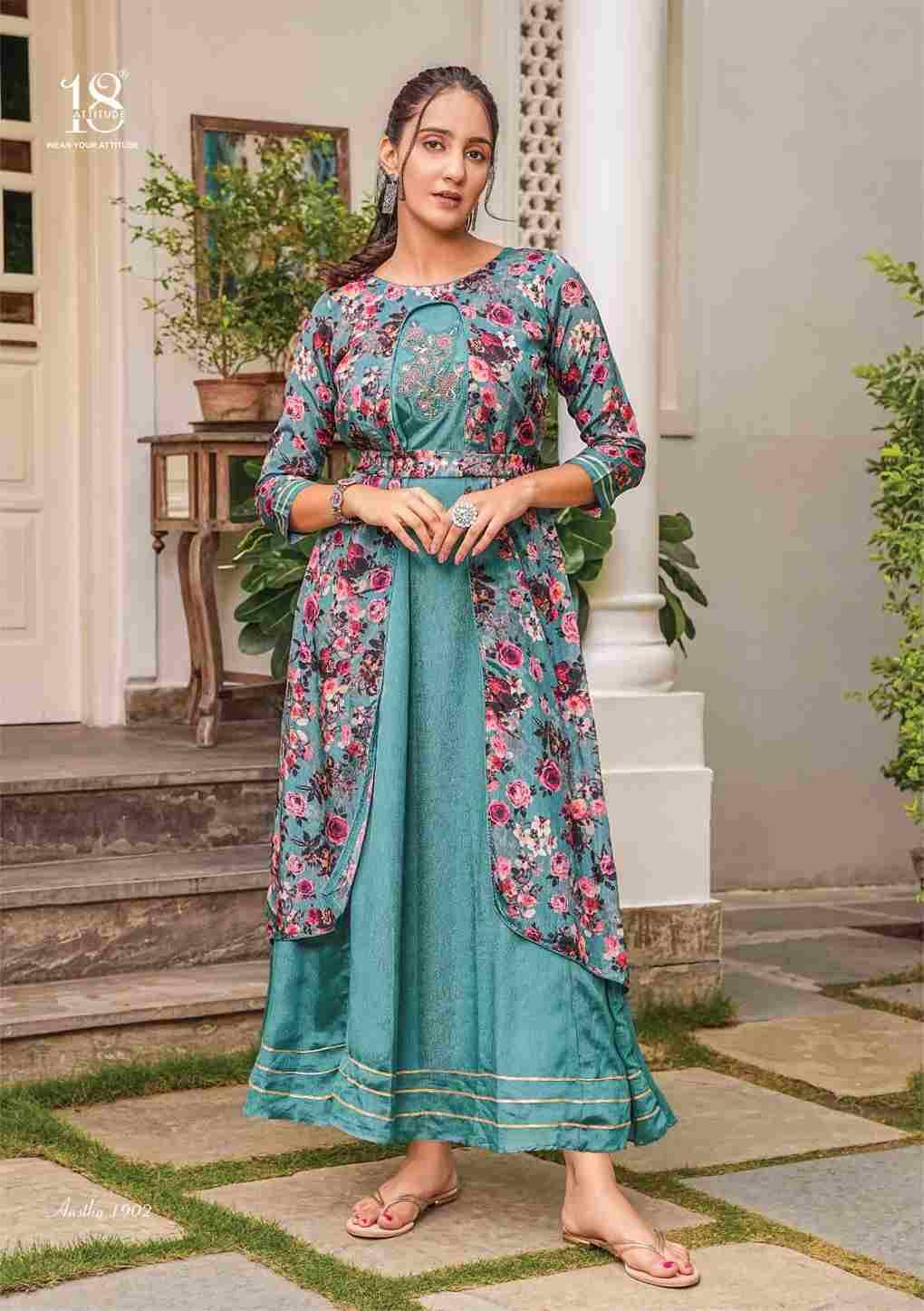 Aastha Vol-19 By 18 Attitude 1901 To 1907 Series Beautiful Stylish Fancy Colorful Casual Wear & Ethnic Wear Bemberg Viscose Georgette Gowns At Wholesale Price