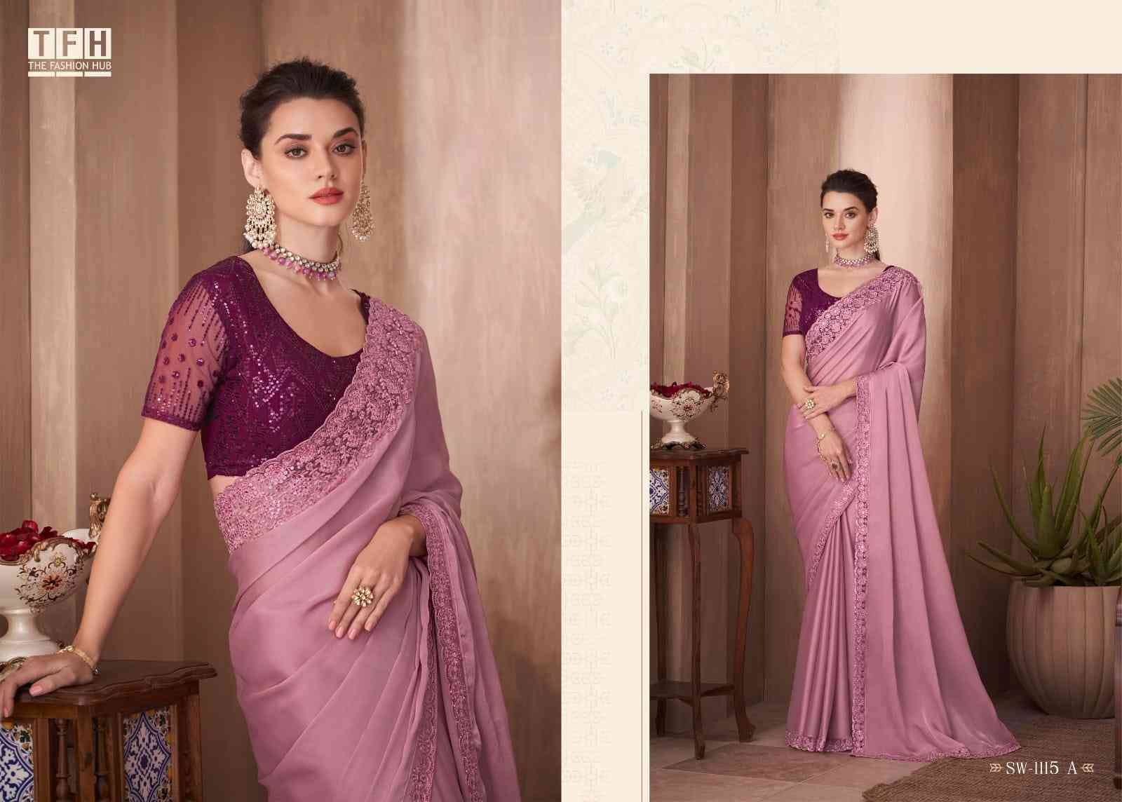 Sandalwood 1115 Colours By Tfh 1115-A To 1115-F Series Indian Traditional Wear Collection Beautiful Stylish Fancy Colorful Party Wear & Occasional Wear Silk Sarees At Wholesale Price