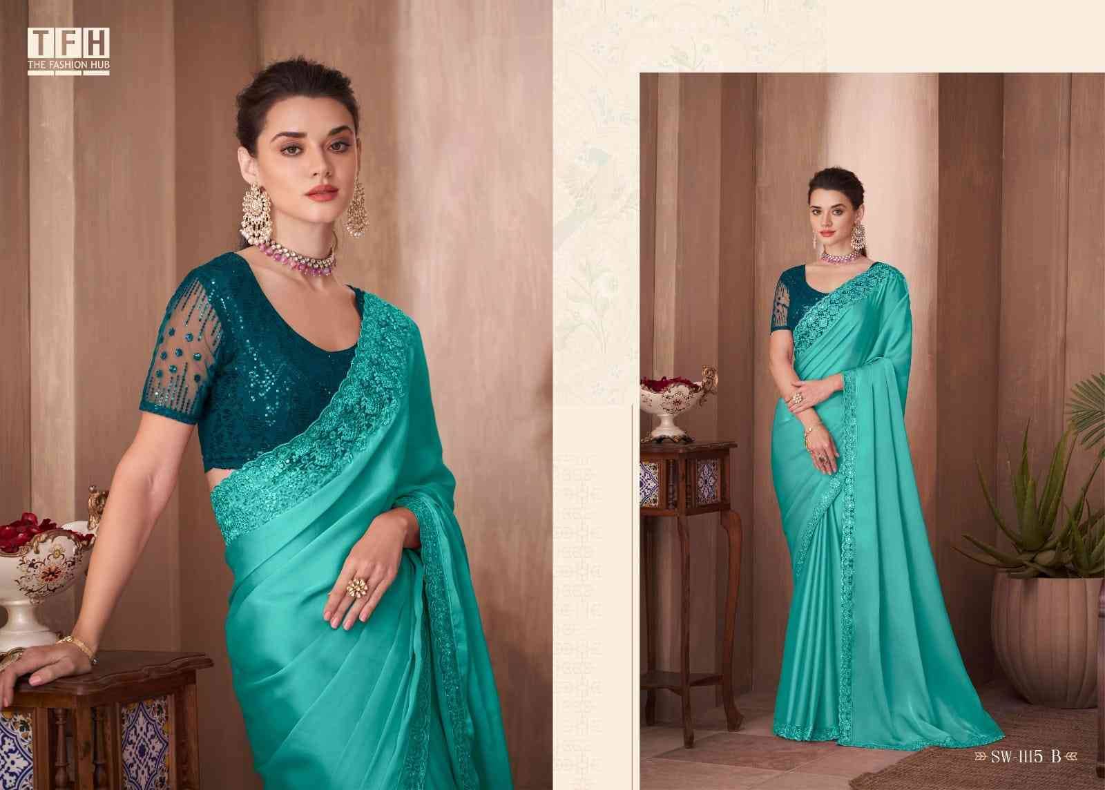 Sandalwood 1115 Colours By Tfh 1115-A To 1115-F Series Indian Traditional Wear Collection Beautiful Stylish Fancy Colorful Party Wear & Occasional Wear Silk Sarees At Wholesale Price