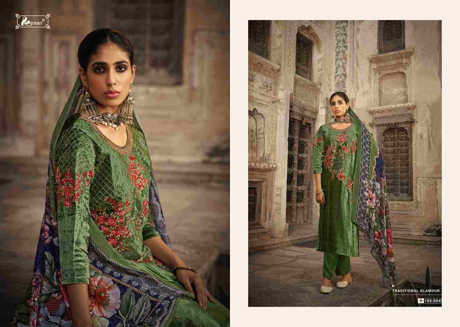 Shan-E-Sahanaz By Kesar 199-001 To 199-004 Series Beautiful Festive Suits Colorful Stylish Fancy Casual Wear & Ethnic Wear Pure Viscose Velvet Digital Print Dresses At Wholesale Price