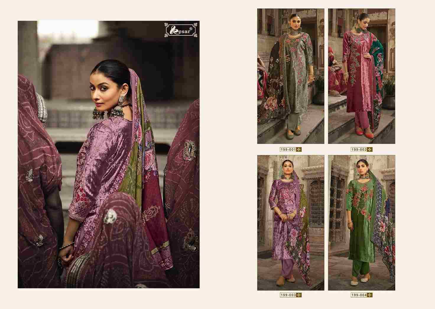Shan-E-Sahanaz By Kesar 199-001 To 199-004 Series Beautiful Festive Suits Colorful Stylish Fancy Casual Wear & Ethnic Wear Pure Viscose Velvet Digital Print Dresses At Wholesale Price