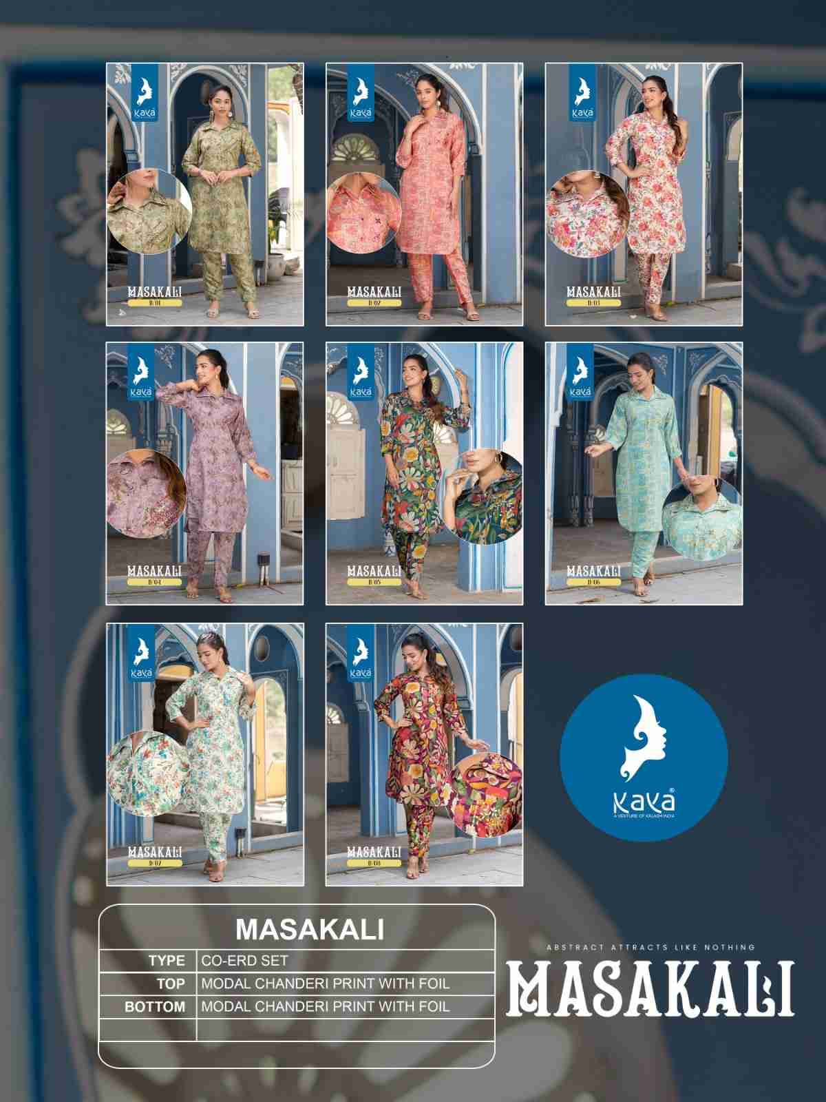 Masakali By Kaya 01 To 08 Series Designer Stylish Fancy Colorful Beautiful Party Wear & Ethnic Wear Collection Modal Chanderi Co-Ord Sets At Wholesale Price