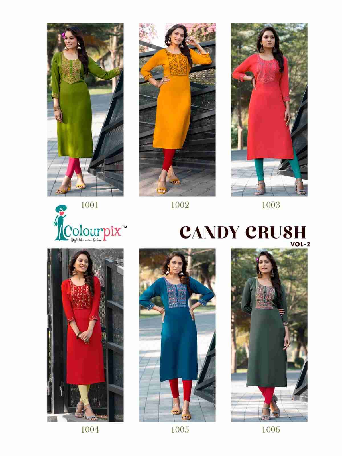 Candy Crush Vol-2 By Colourpix 1001 To 1006 Series Designer Stylish Fancy Colorful Beautiful Party Wear & Ethnic Wear Collection Heavy Rayon Slub Kurtis At Wholesale Price