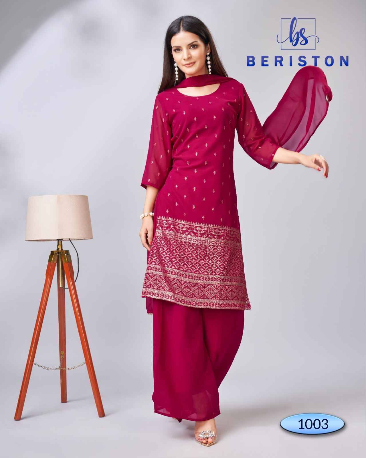 BS Vol-10 By Beriston 1001 To 1004 Series Beautiful Festive Suits Colorful Stylish Fancy Casual Wear & Ethnic Wear Georgette Embroidered Dresses At Wholesale Price