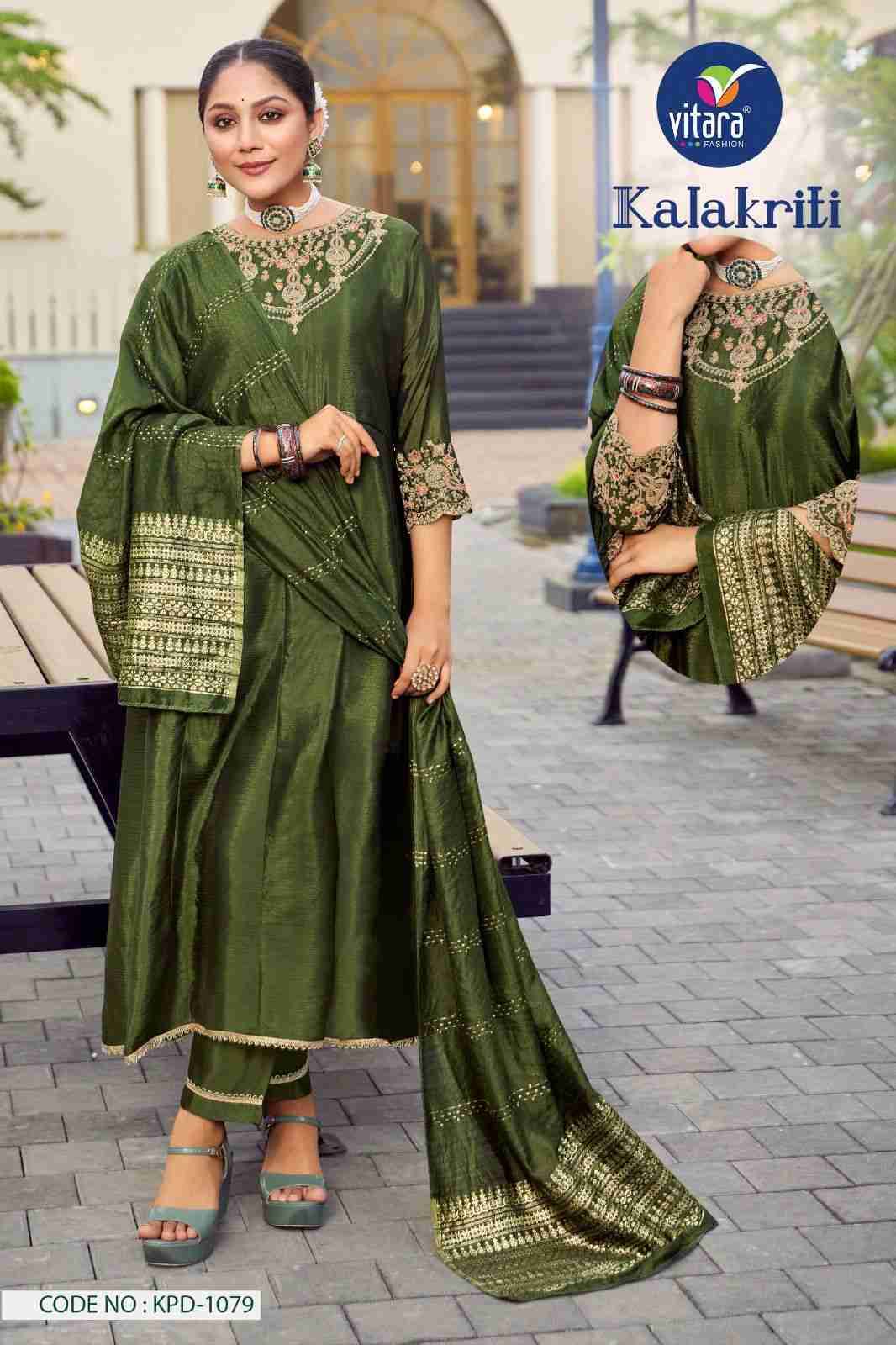 Kalakriti By Vitara 1076 To 1079 Series Beautiful Festive Suits Colorful Stylish Fancy Casual Wear & Ethnic Wear Chinnon Embroidered Dresses At Wholesale Price