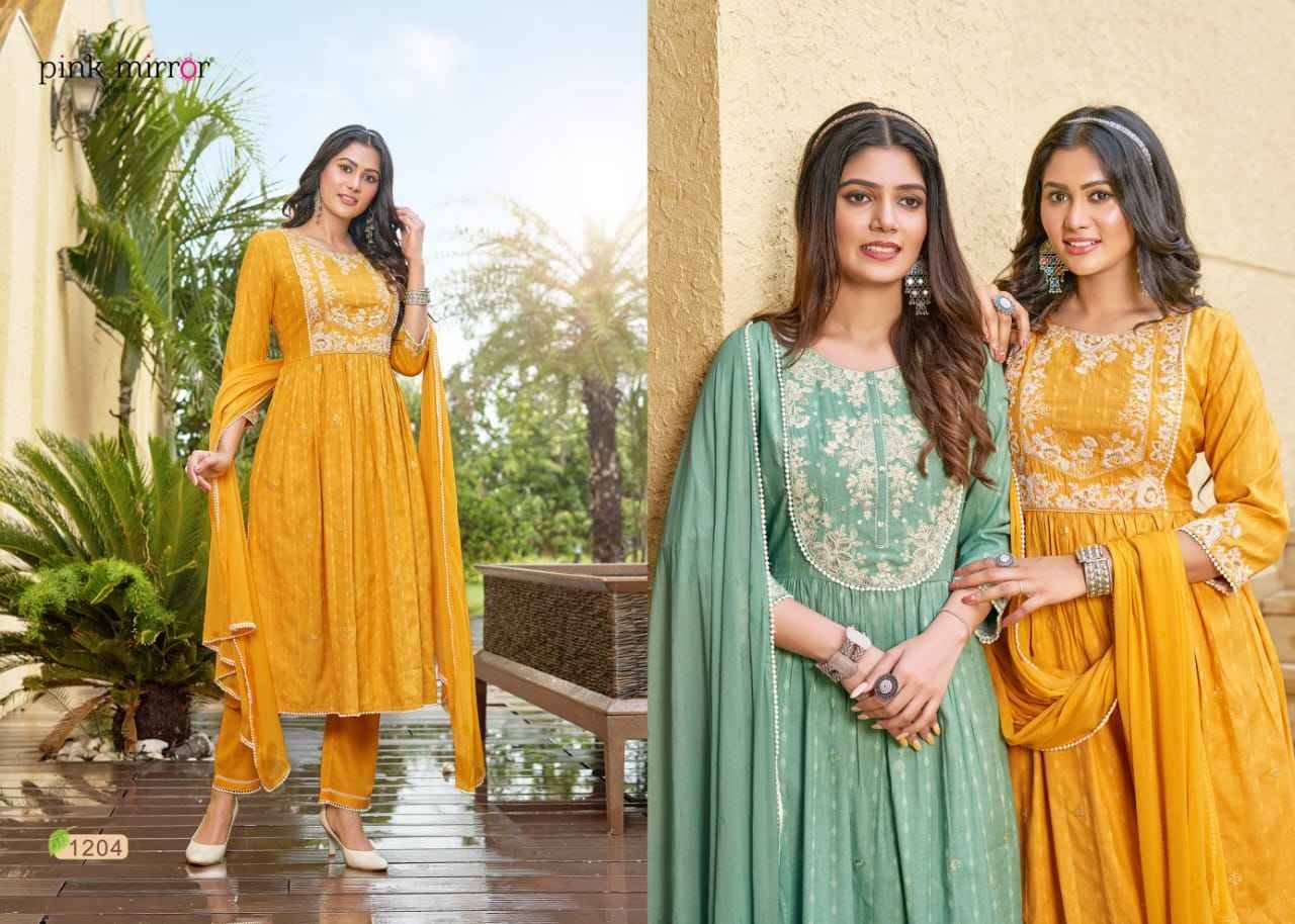 Artistic By Pink Mirror 1201 To 1204 Series Beautiful Festive Suits Colorful Stylish Fancy Casual Wear & Ethnic Wear Viscose Embroidered Dresses At Wholesale Price