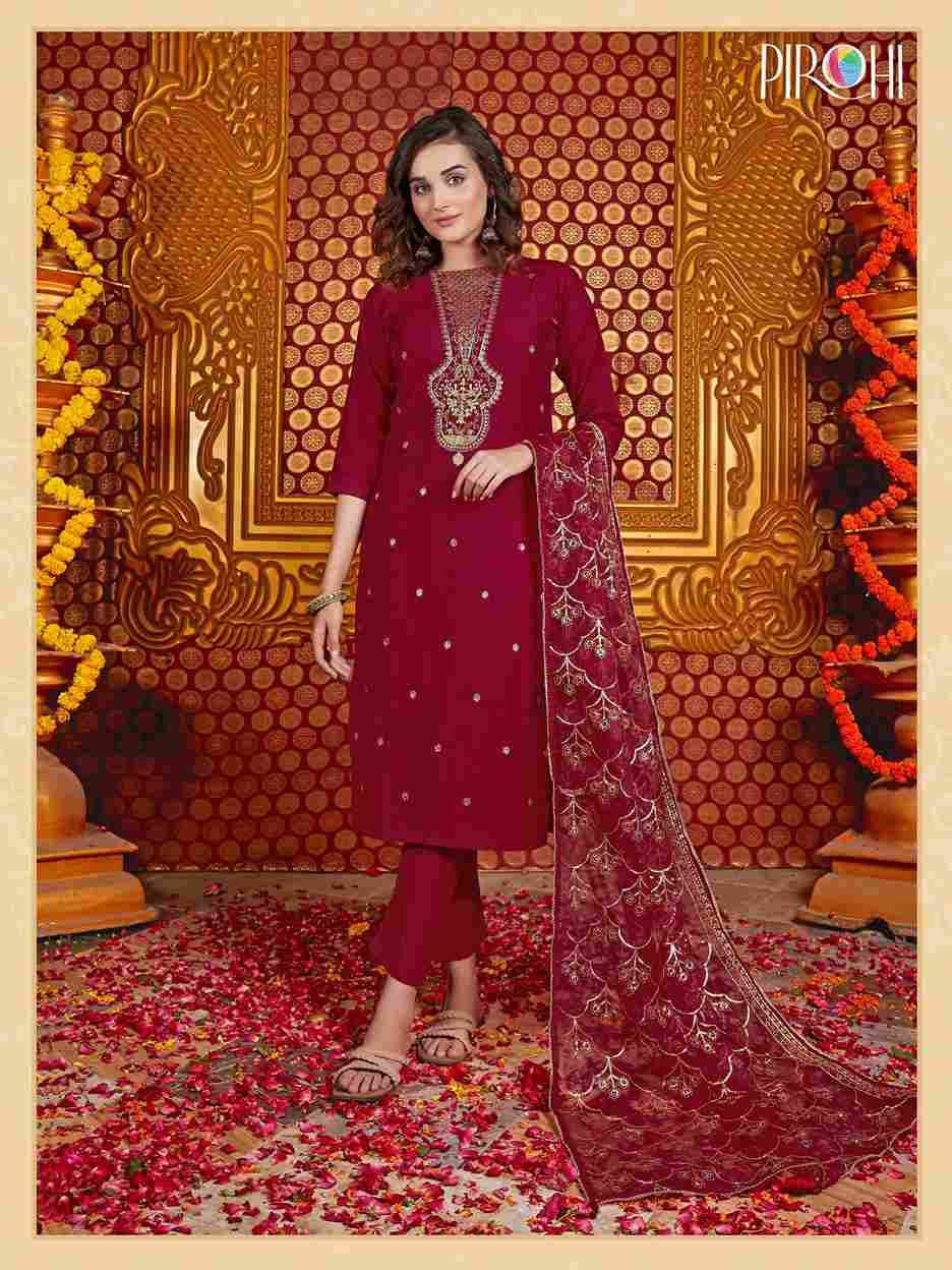 Mannat By Pirohi 1001 To 1004 Series Festive Suits Beautiful Fancy Colorful Stylish Party Wear & Occasional Wear Dola Silk Embroidered Dresses At Wholesale Price