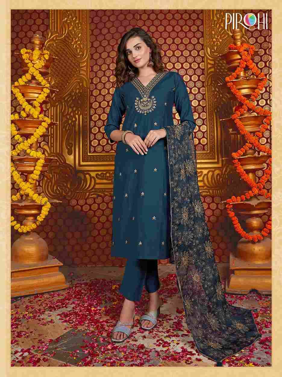 Mannat By Pirohi 1001 To 1004 Series Festive Suits Beautiful Fancy Colorful Stylish Party Wear & Occasional Wear Dola Silk Embroidered Dresses At Wholesale Price