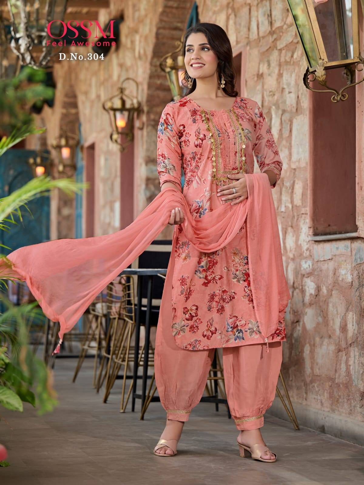 Afghani Vol-3 By Ossm 301 To 306 Series Festive Suits Beautiful Fancy Colorful Stylish Party Wear & Occasional Wear Modal Chanderi Print Dresses At Wholesale Price