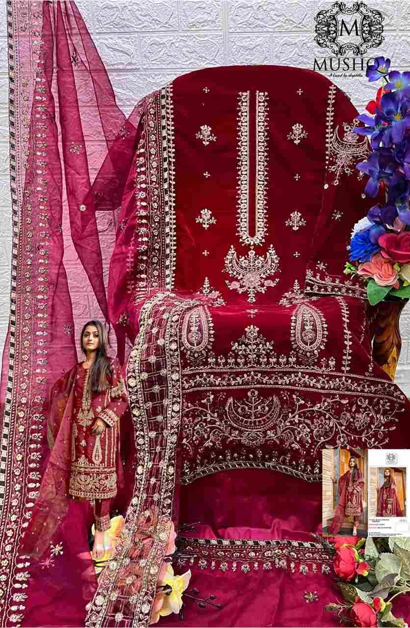 Mushq Hit Design 271 Colours By Mushq 271-A To 271-D Series Beautiful Pakistani Suits Stylish Fancy Colorful Party Wear & Occasional Wear Velvet Embroidered Dresses At Wholesale Price