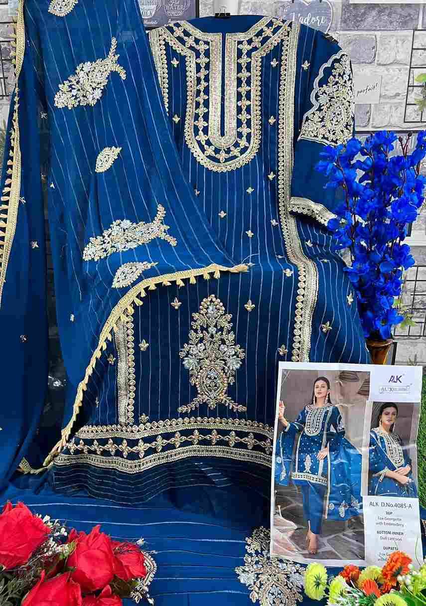Elaf By Al Khushbu 4085-A To 4085-D Series Beautiful Pakistani Suits Stylish Fancy Colorful Party Wear & Occasional Wear Faux Georgette Embroidered Dresses At Wholesale Price