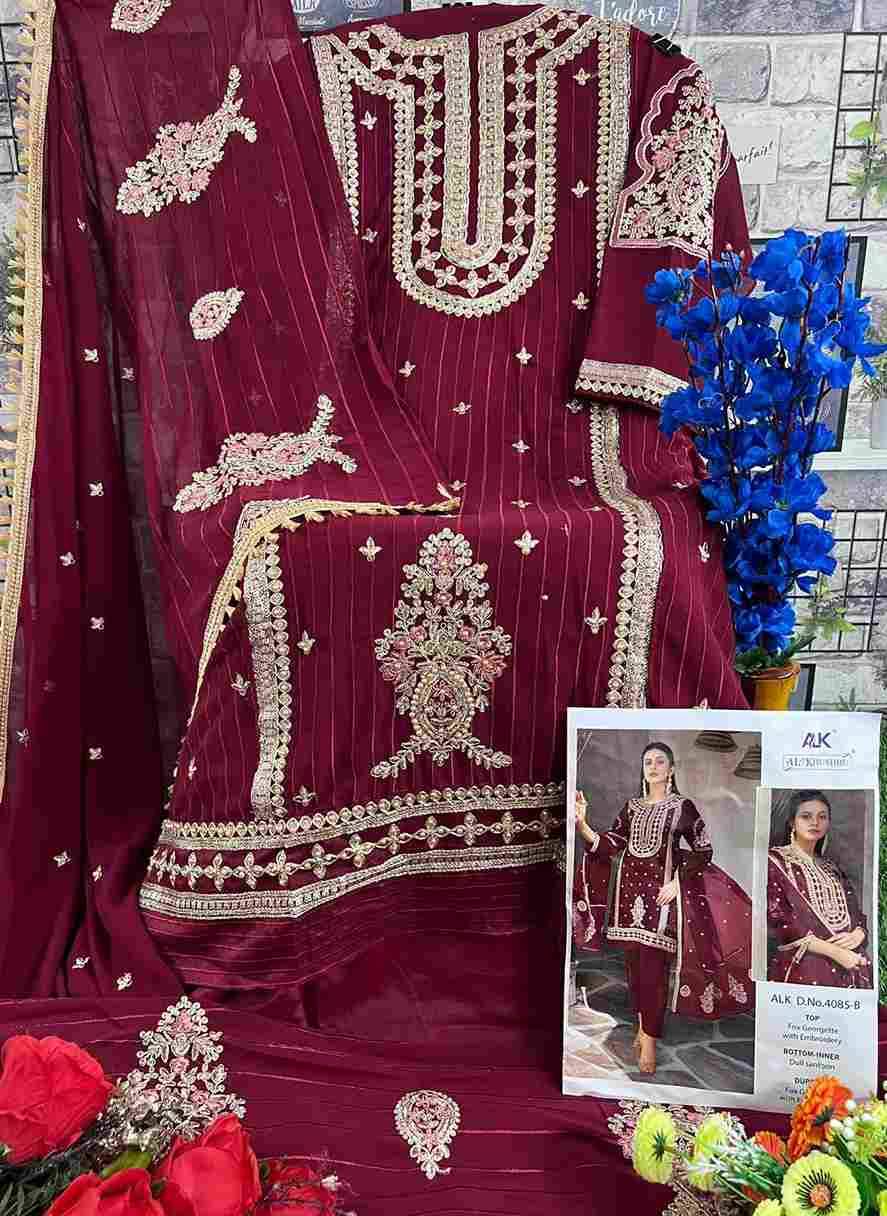 Elaf By Al Khushbu 4085-A To 4085-D Series Beautiful Pakistani Suits Stylish Fancy Colorful Party Wear & Occasional Wear Faux Georgette Embroidered Dresses At Wholesale Price