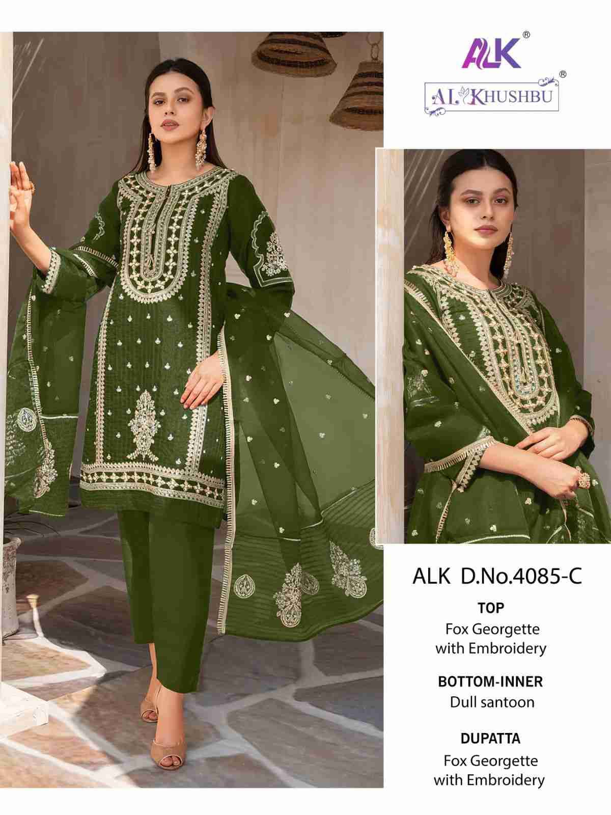 Elaf By Al Khushbu 4085-A To 4085-D Series Beautiful Pakistani Suits Stylish Fancy Colorful Party Wear & Occasional Wear Faux Georgette Embroidered Dresses At Wholesale Price