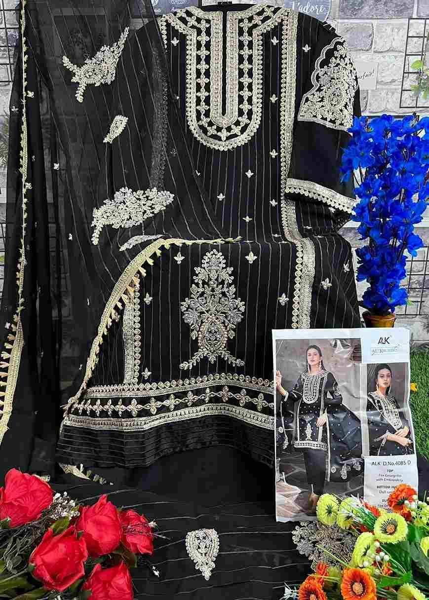 Elaf By Al Khushbu 4085-A To 4085-D Series Beautiful Pakistani Suits Stylish Fancy Colorful Party Wear & Occasional Wear Faux Georgette Embroidered Dresses At Wholesale Price