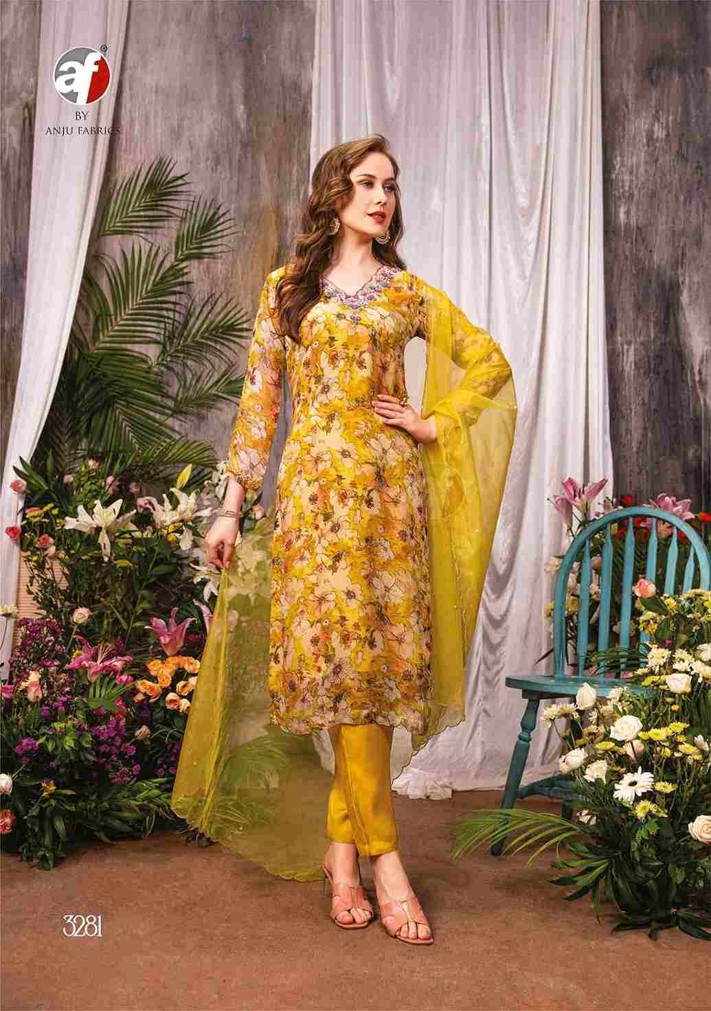 Nazar Vol-5 By Anju Fabrics 3281 To 3284 Series Beautiful Stylish Festive Suits Fancy Colorful Casual Wear & Ethnic Wear & Ready To Wear Pure Organza Print Dresses At Wholesale Price