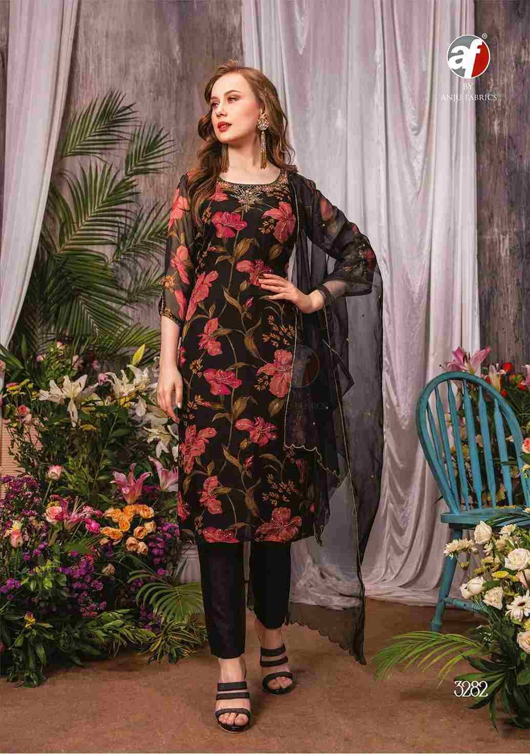 Nazar Vol-5 By Anju Fabrics 3281 To 3284 Series Beautiful Stylish Festive Suits Fancy Colorful Casual Wear & Ethnic Wear & Ready To Wear Pure Organza Print Dresses At Wholesale Price