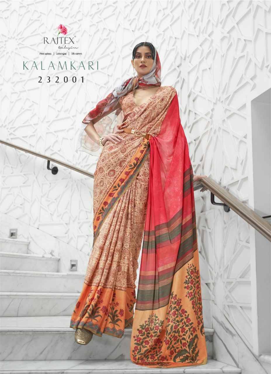 Kalamkari By Raj Tex 232001 To 232011 Series Indian Traditional Wear Collection Beautiful Stylish Fancy Colorful Party Wear & Occasional Wear Crepe Silk Sarees At Wholesale Price