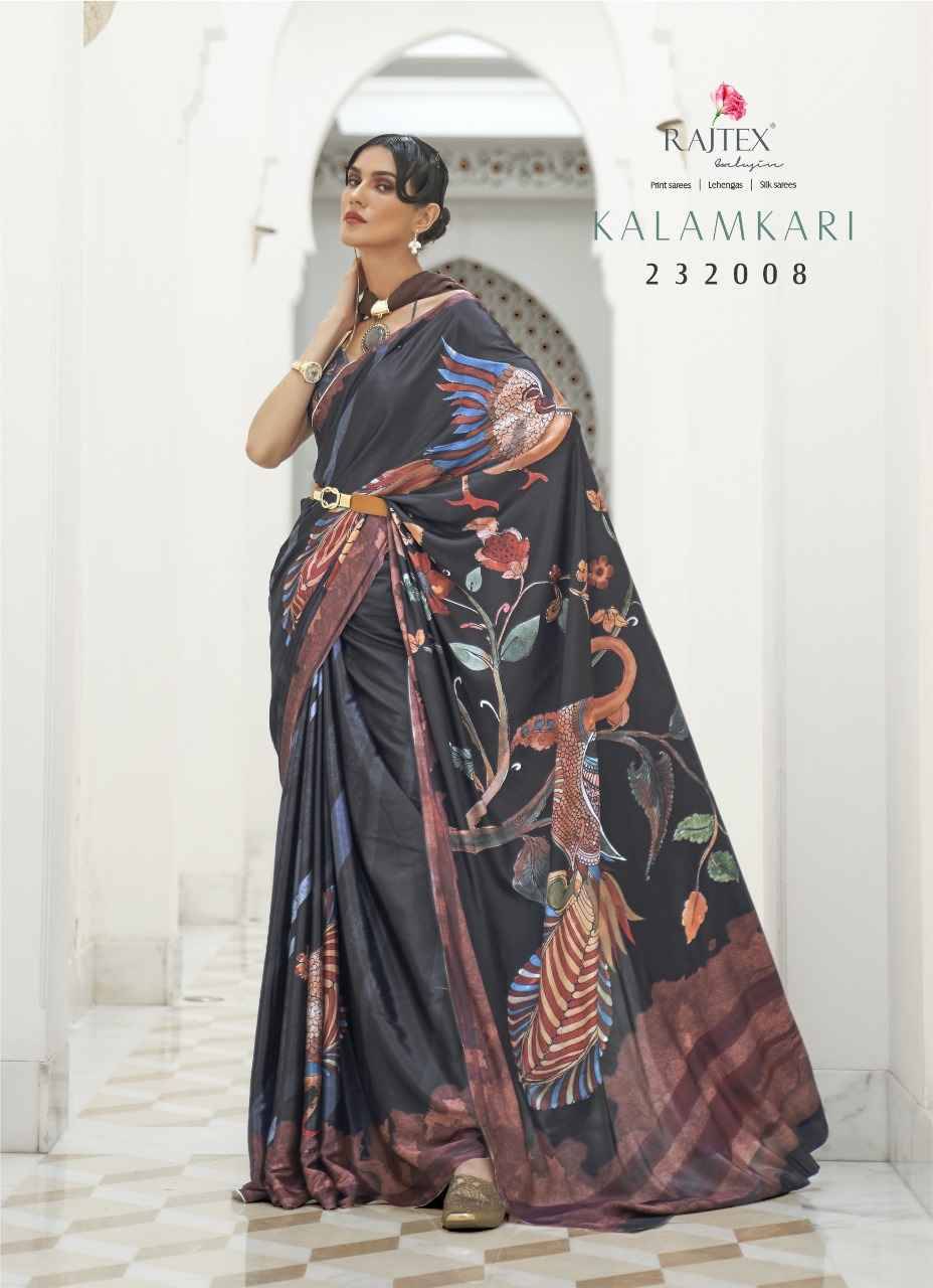 Kalamkari By Raj Tex 232001 To 232011 Series Indian Traditional Wear Collection Beautiful Stylish Fancy Colorful Party Wear & Occasional Wear Crepe Silk Sarees At Wholesale Price