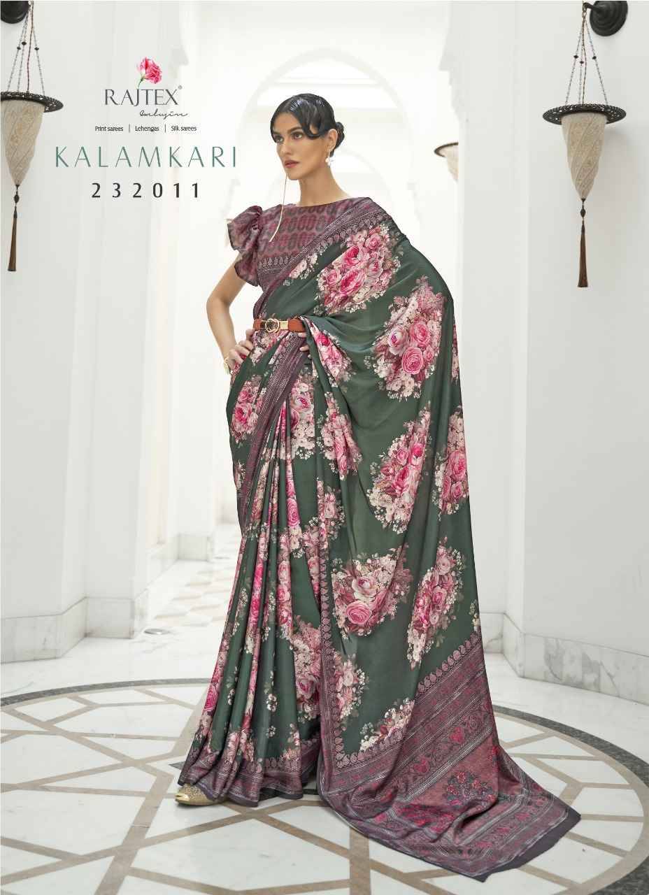 Kalamkari By Raj Tex 232001 To 232011 Series Indian Traditional Wear Collection Beautiful Stylish Fancy Colorful Party Wear & Occasional Wear Crepe Silk Sarees At Wholesale Price