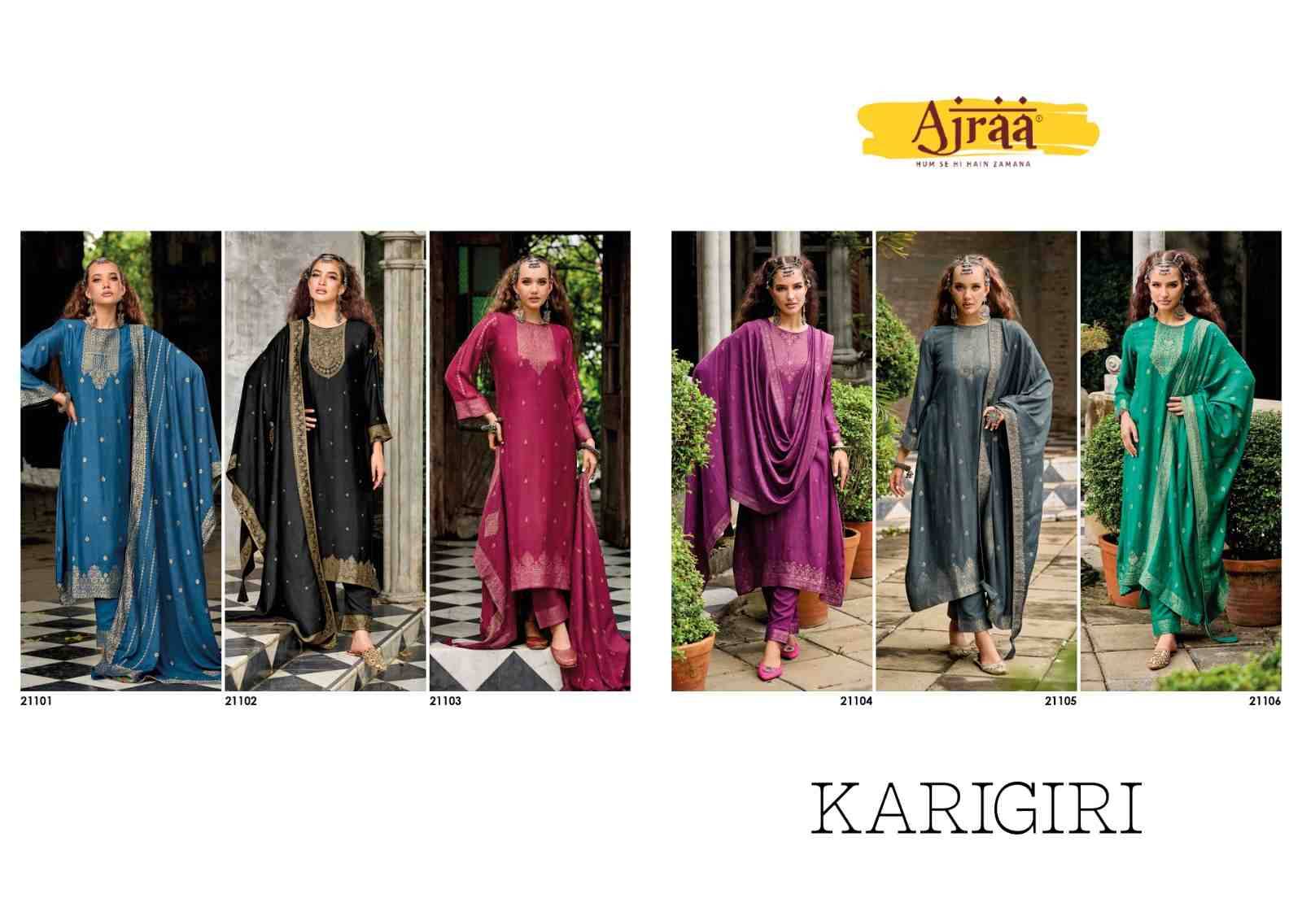 Karigiri By Ajraa 21101 To 21106 Series Beautiful Festive Suits Colorful Stylish Fancy Casual Wear & Ethnic Wear Pure Viscose Pashmina Jacquard Dresses At Wholesale Price