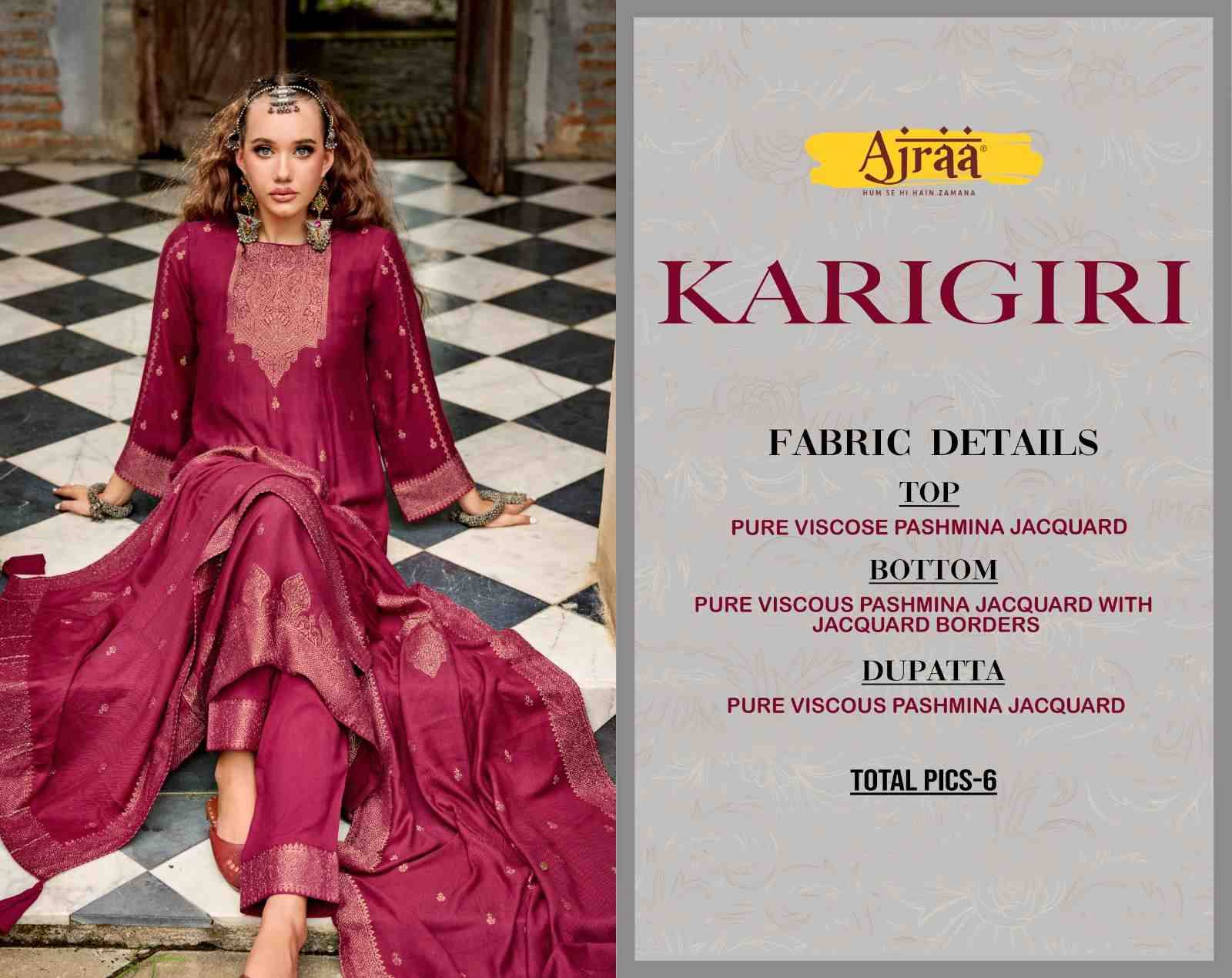 Karigiri By Ajraa 21101 To 21106 Series Beautiful Festive Suits Colorful Stylish Fancy Casual Wear & Ethnic Wear Pure Viscose Pashmina Jacquard Dresses At Wholesale Price