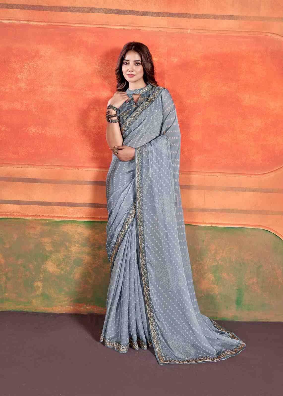 Pihu By Stavan 101 To 110 Series Indian Traditional Wear Collection Beautiful Stylish Fancy Colorful Party Wear & Occasional Wear Pure Chiffon Sarees At Wholesale Price