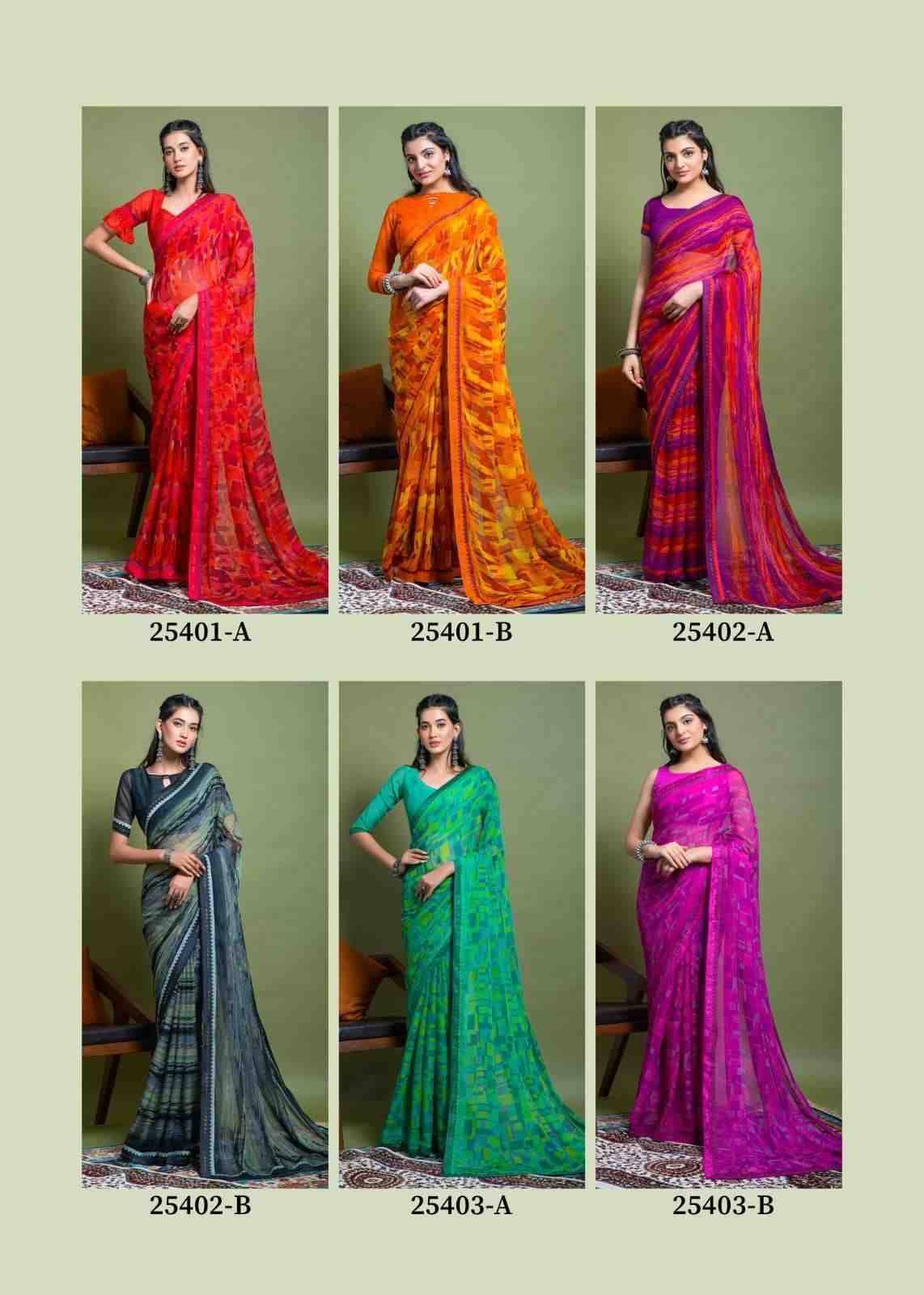 Vanilla Vol-3 By Ruchi Sarees 25401-A To 25406-B Series Indian Traditional Wear Collection Beautiful Stylish Fancy Colorful Party Wear & Occasional Wear Chiffon Sarees At Wholesale Price