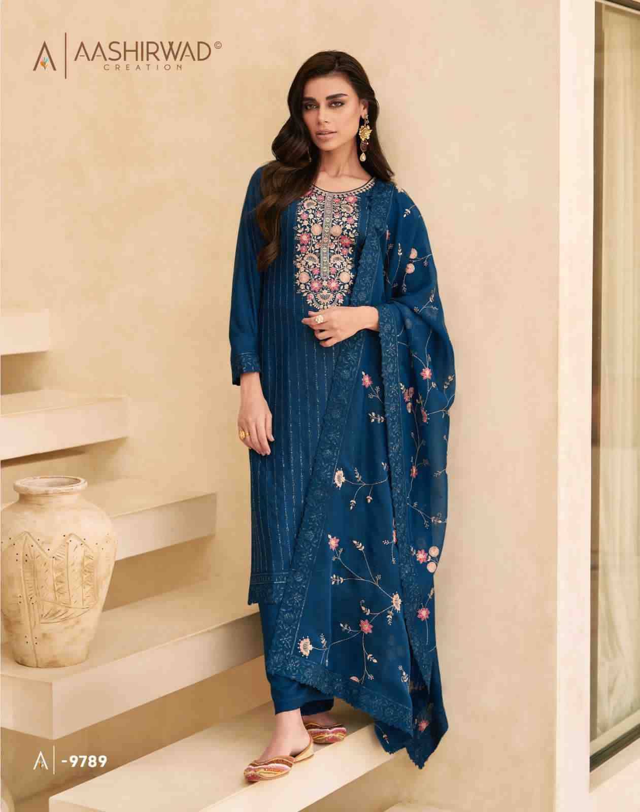 Afreen By Aashirwad Creation 9786 To 9790 Series Beautiful Festive Suits Stylish Fancy Colorful Party Wear & Occasional Wear Dola Silk Dresses At Wholesale Price