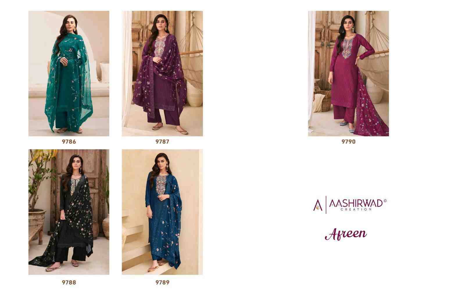 Afreen By Aashirwad Creation 9786 To 9790 Series Beautiful Festive Suits Stylish Fancy Colorful Party Wear & Occasional Wear Dola Silk Dresses At Wholesale Price