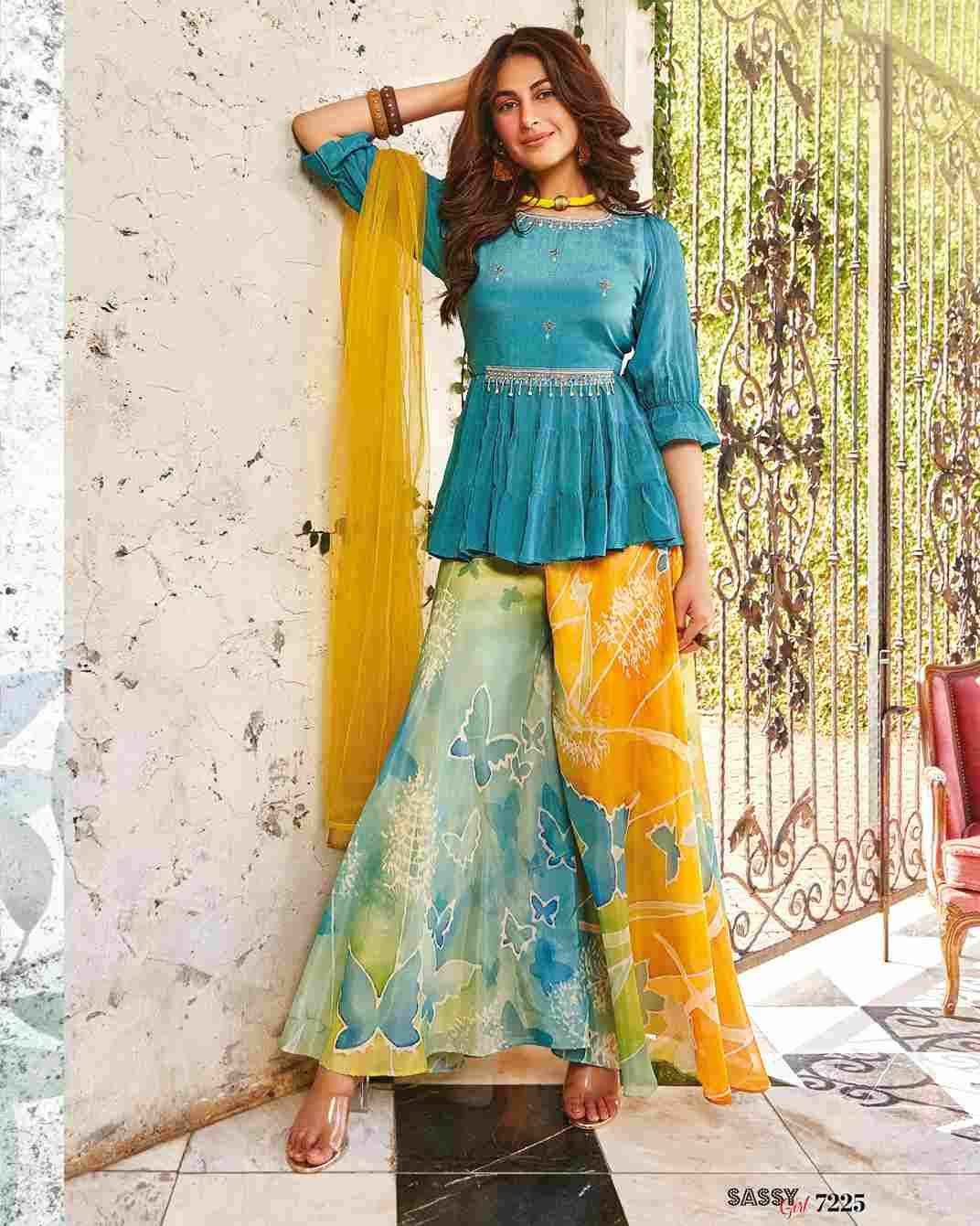 Sassy Girls Vol-3 By Anju Fabrics 7221 To 7226 Series Beautiful Festive Suits Colorful Stylish Fancy Casual Wear & Ethnic Wear Pure Chinnon Chiffon Dresses At Wholesale Price