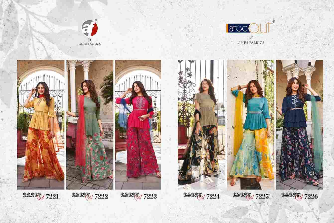 Sassy Girls Vol-3 By Anju Fabrics 7221 To 7226 Series Beautiful Festive Suits Colorful Stylish Fancy Casual Wear & Ethnic Wear Pure Chinnon Chiffon Dresses At Wholesale Price