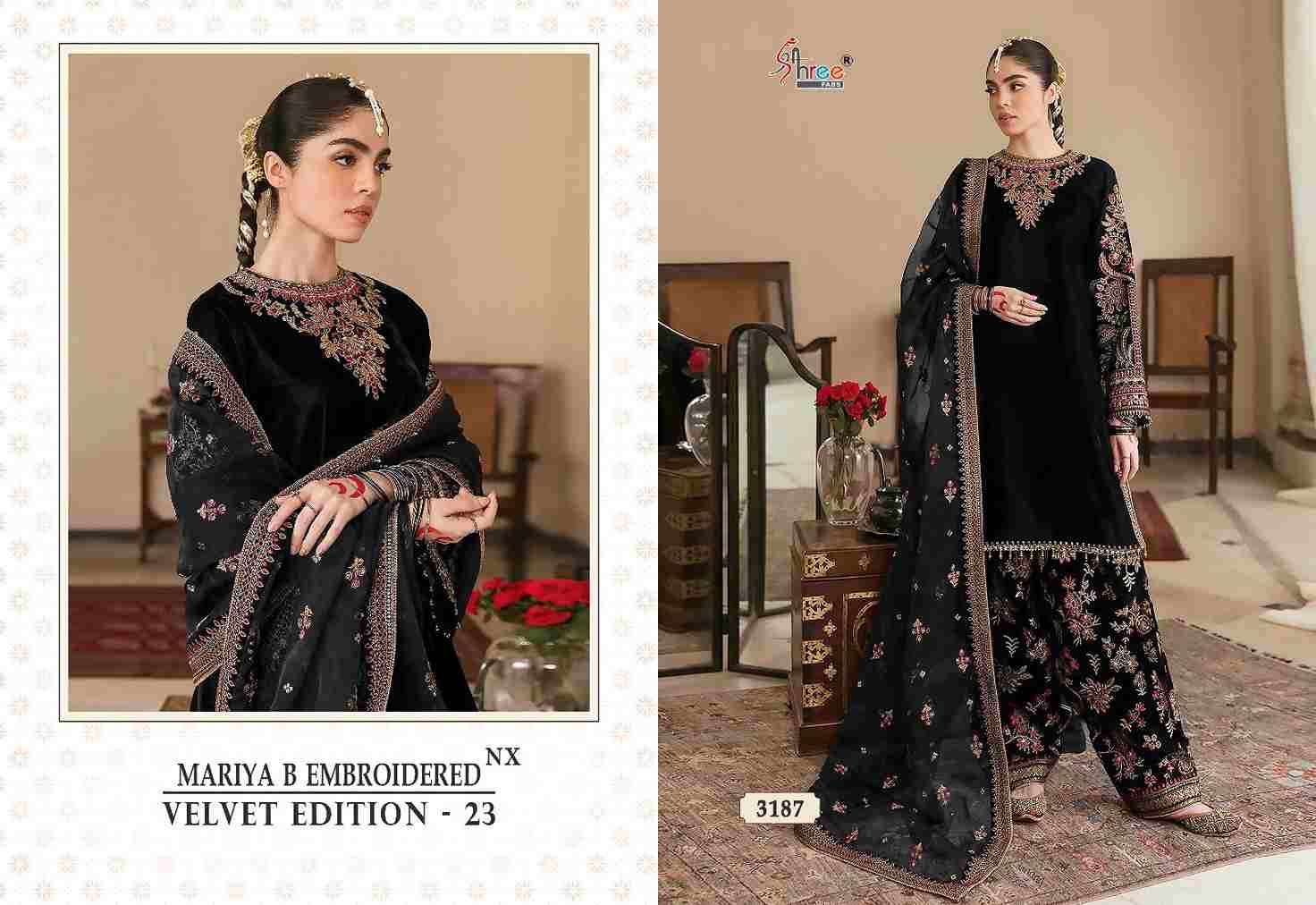 Mariya B Embroidered Velvet Edition-23 Nx By Shree Fabs 3187 To 3190 Series Pakistani Suits Beautiful Fancy Colorful Stylish Party Wear & Occasional Wear Velvet Embroidery Dresses At Wholesale Price
