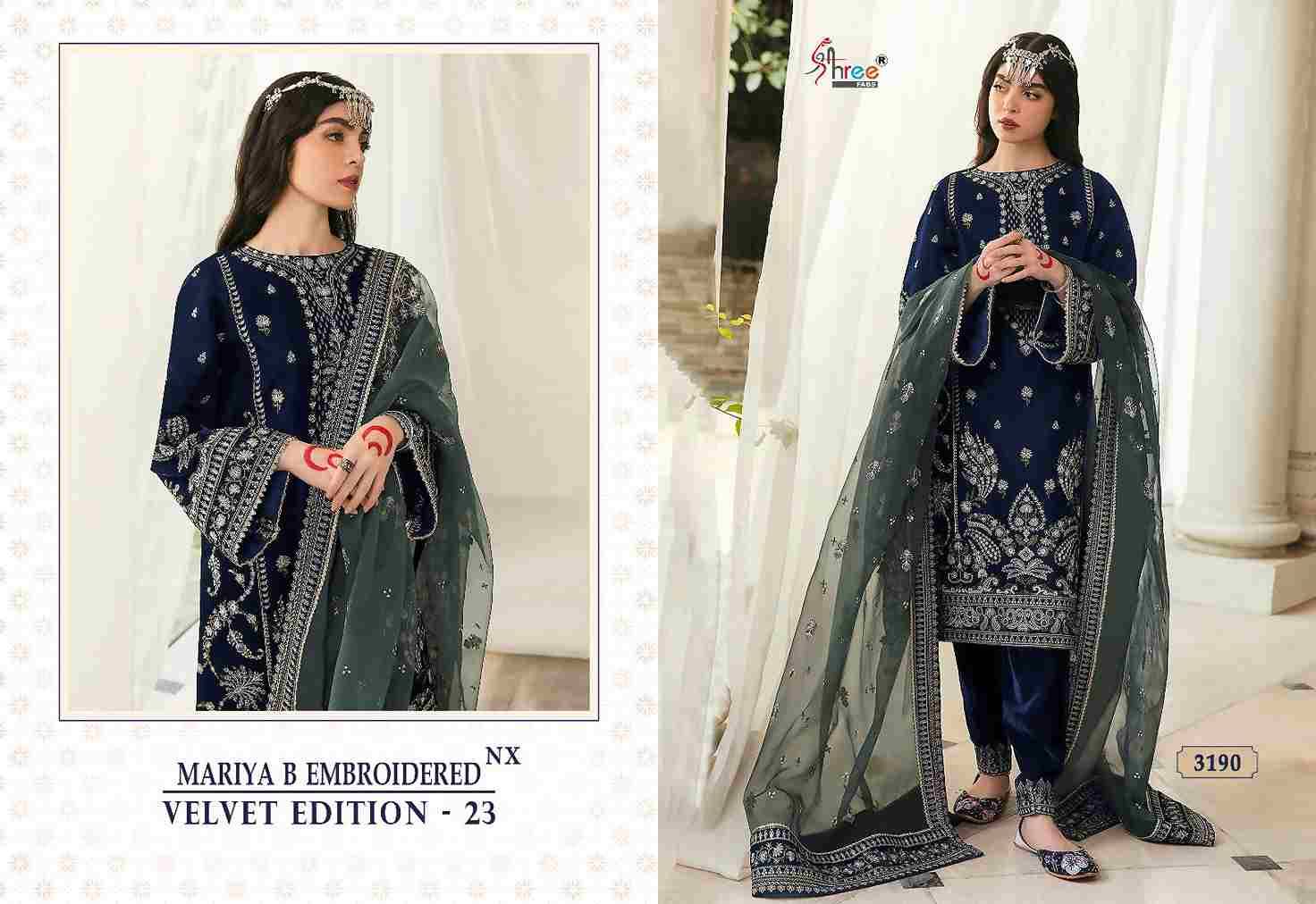 Mariya B Embroidered Velvet Edition-23 Nx By Shree Fabs 3187 To 3190 Series Pakistani Suits Beautiful Fancy Colorful Stylish Party Wear & Occasional Wear Velvet Embroidery Dresses At Wholesale Price