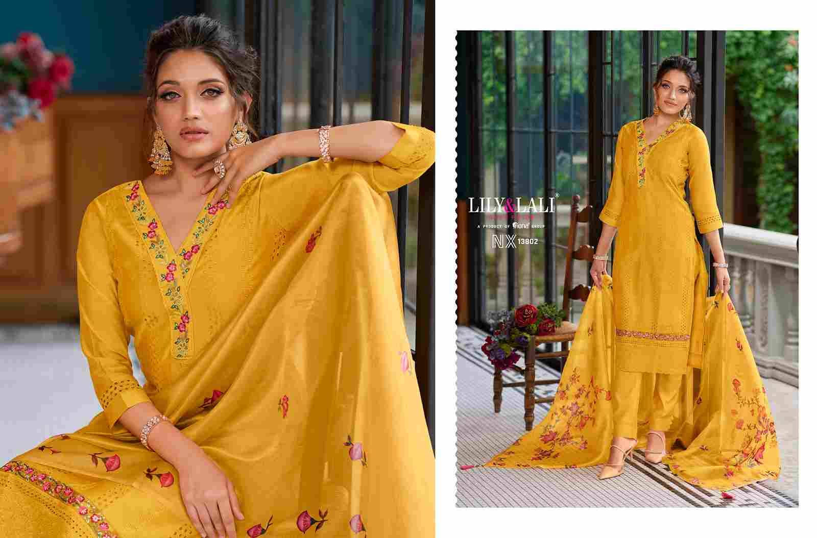 Lucknowi Nx By Lily And Lali 13801 To 13806 Series Beautiful Festive Suits Colorful Stylish Fancy Casual Wear & Ethnic Wear Chanderi Silk With Work Dresses At Wholesale Price