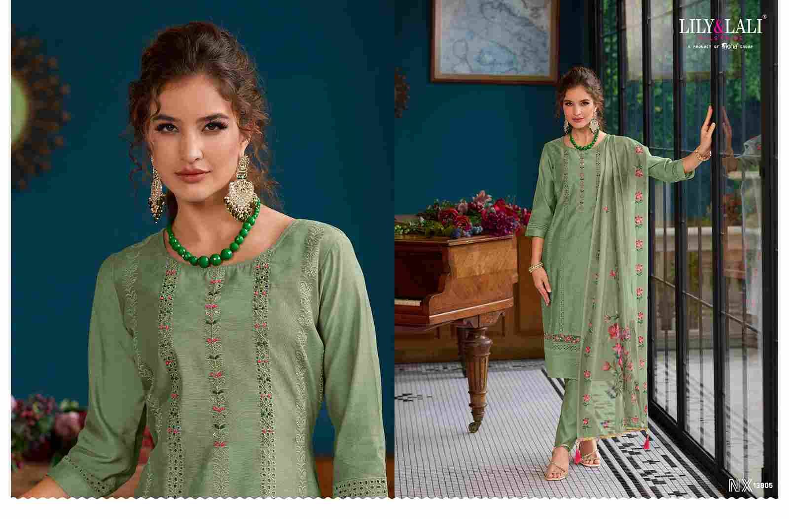 Lucknowi Nx By Lily And Lali 13801 To 13806 Series Beautiful Festive Suits Colorful Stylish Fancy Casual Wear & Ethnic Wear Chanderi Silk With Work Dresses At Wholesale Price