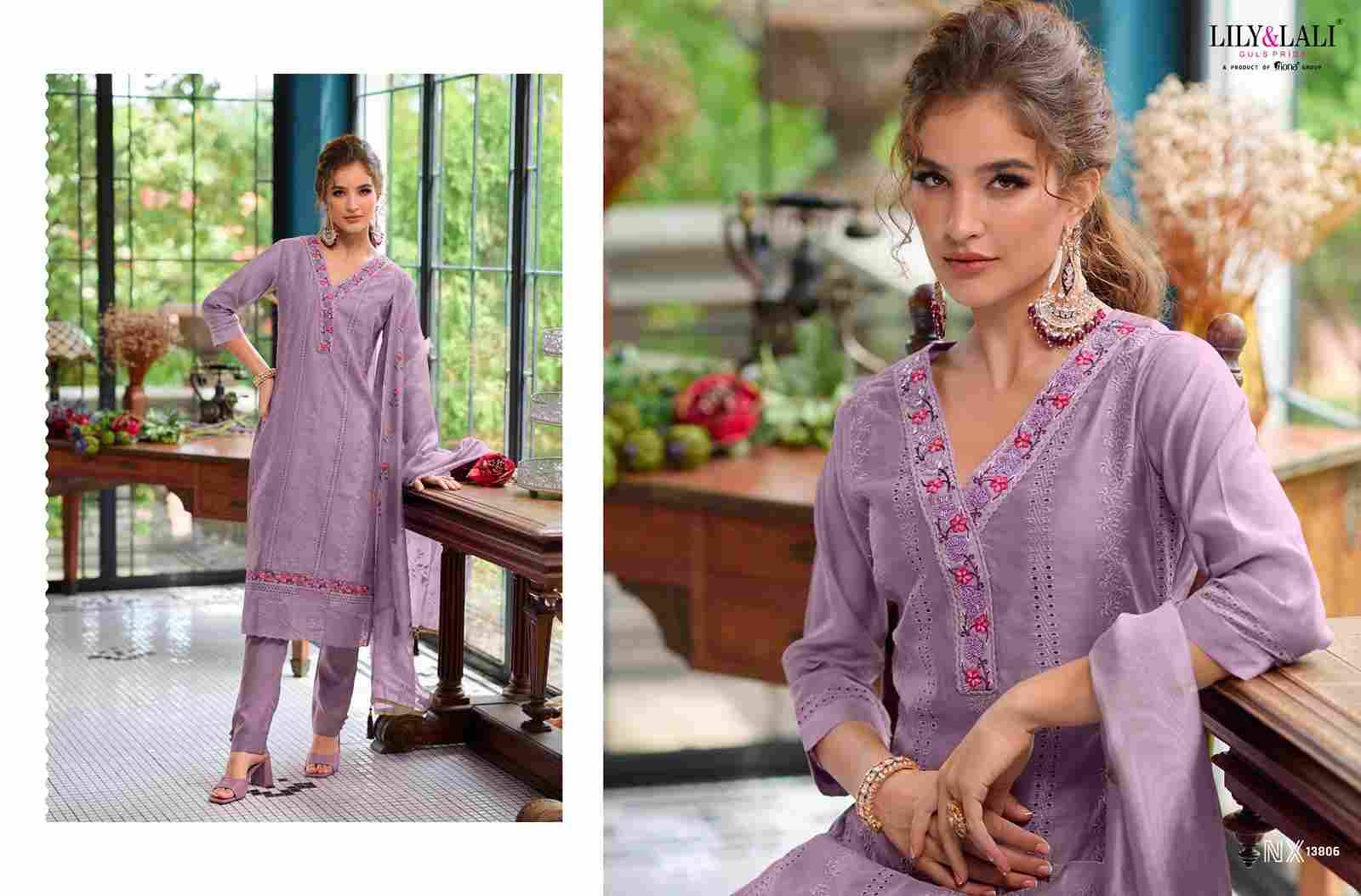 Lucknowi Nx By Lily And Lali 13801 To 13806 Series Beautiful Festive Suits Colorful Stylish Fancy Casual Wear & Ethnic Wear Chanderi Silk With Work Dresses At Wholesale Price