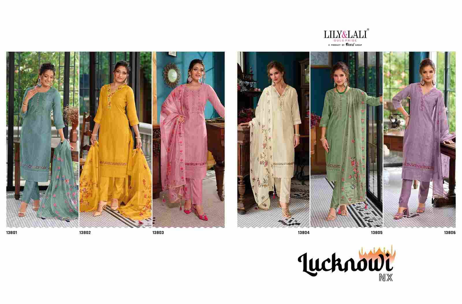 Lucknowi Nx By Lily And Lali 13801 To 13806 Series Beautiful Festive Suits Colorful Stylish Fancy Casual Wear & Ethnic Wear Chanderi Silk With Work Dresses At Wholesale Price