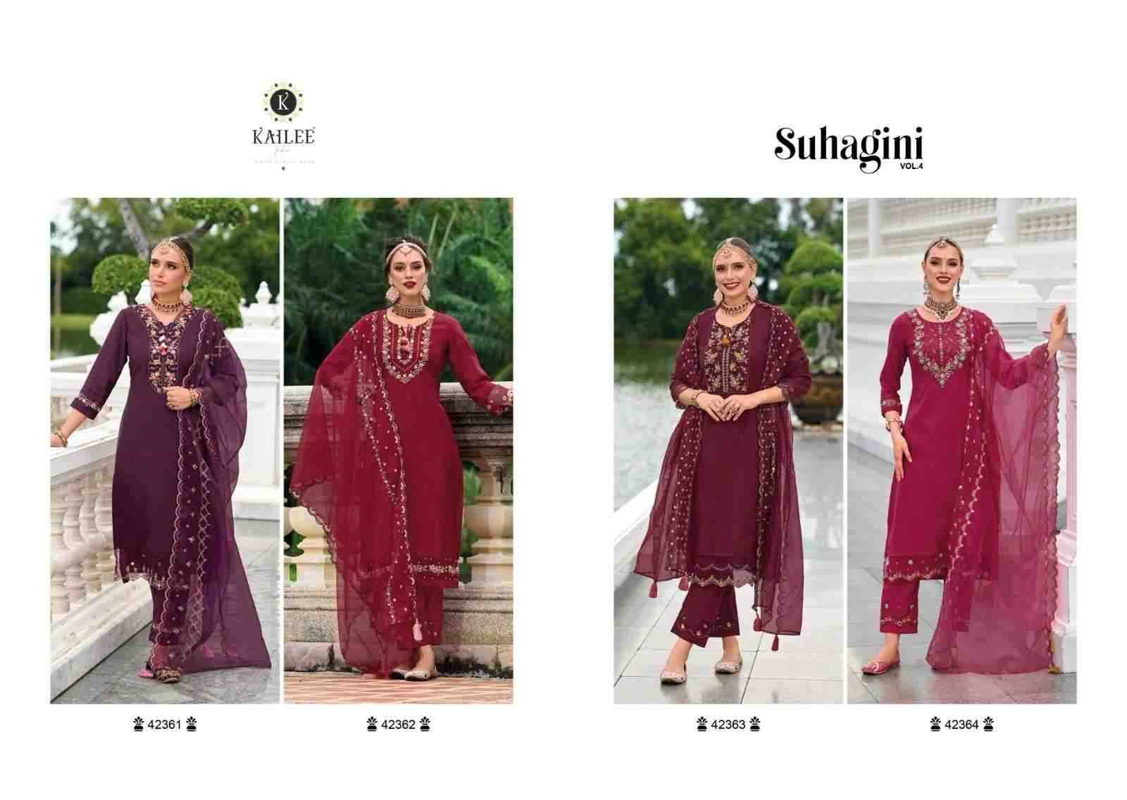 Suhagini Vol-4 By Kailee 42361 To 42364 Series Beautiful Festive Suits Colorful Stylish Fancy Casual Wear & Ethnic Wear Pure Viscose Silk With Work Dresses At Wholesale Price